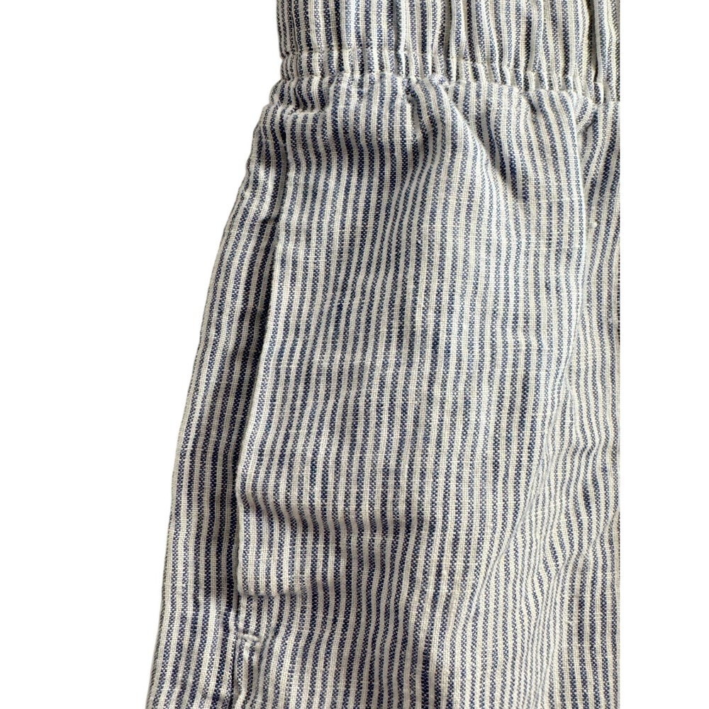 Quince XS Womens European Linen High Waisted Shorts Blue Pinstripe JDAVN01-9798 - Picture 2 of 6